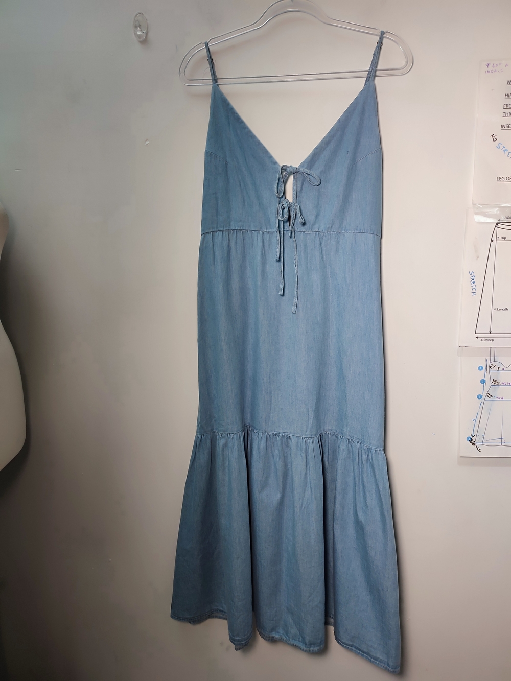 Zara Denim Midi Dress Tier in Blue Medium NWT